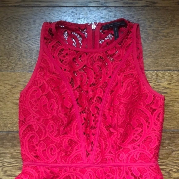BCBG Maxazria Hannah Tiered Scroll Red Dress 4 - Picture 3 of 7